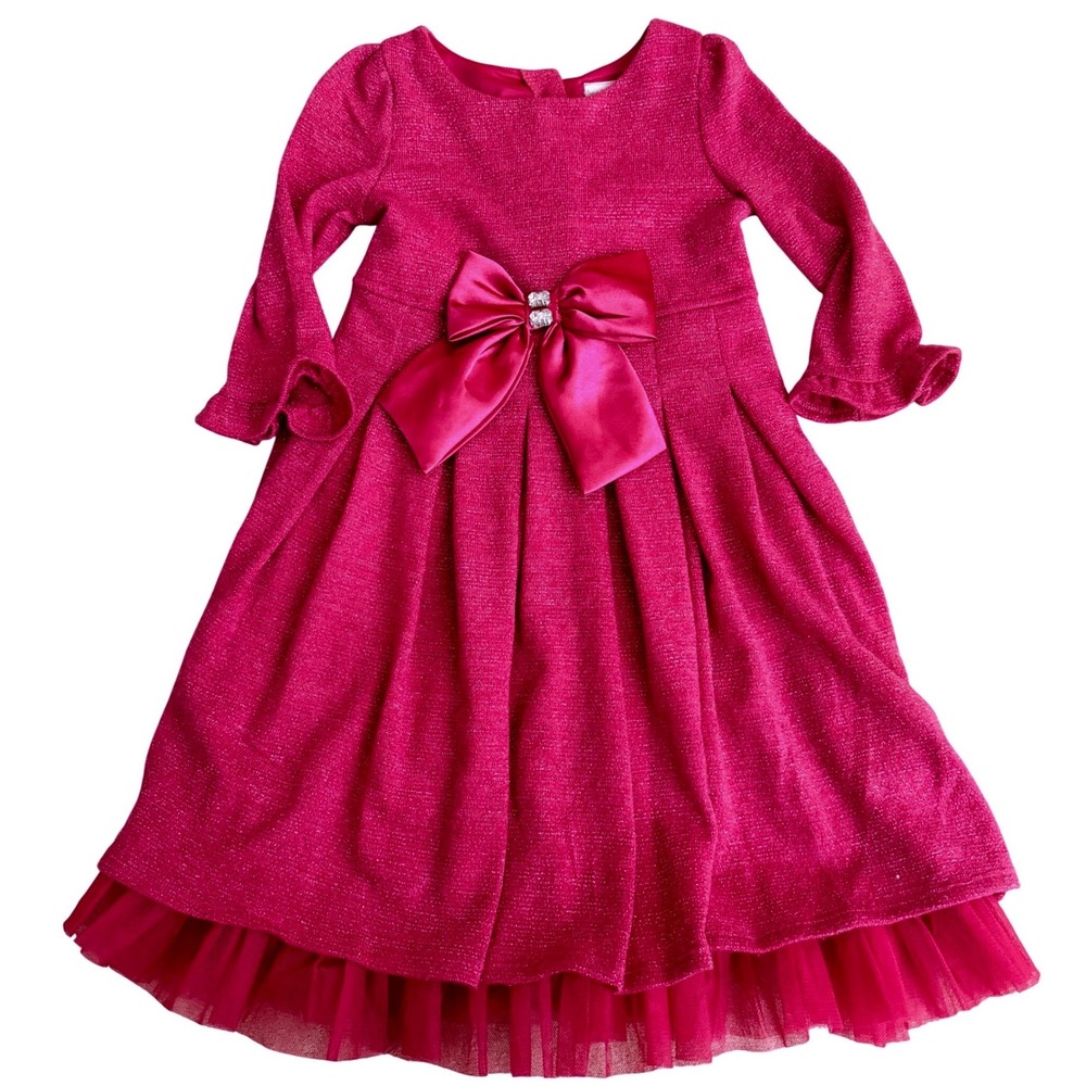Sweet Heart Rose Girls Dress 6 Pink Sparkle Bow Tulle Party Princess Valentine's